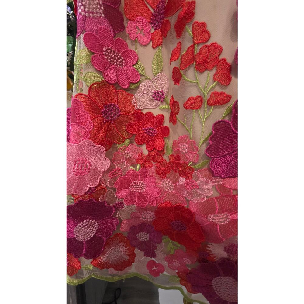Eliza J Pink Multi 3D Floral Appliqué Embroidered Dress Size 4 NWT Zip Closure - Picture 10 of 12